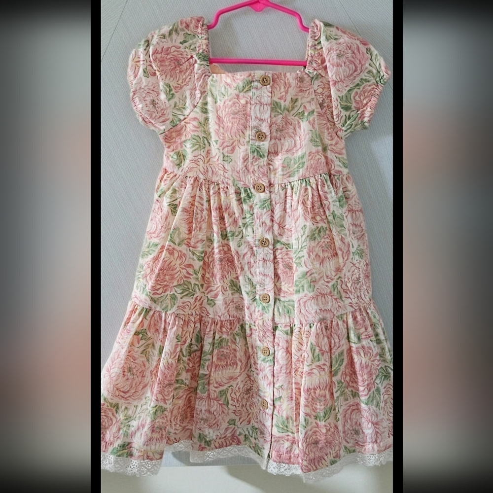 Joie Brand Pink Peonies Print Dress Sz 4T. NWT